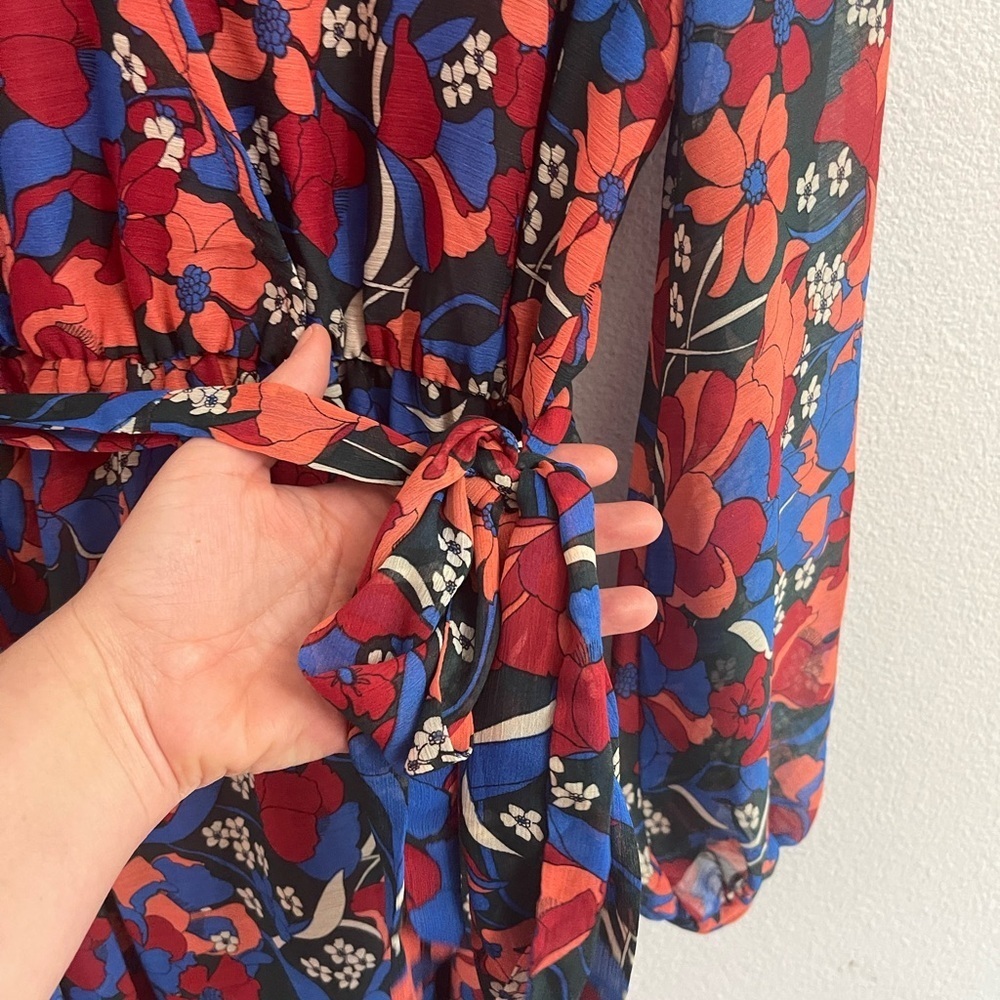 Aakaa Vibrant Floral Long Sleeve Maxi Dress Size S - Picture 6 of 11